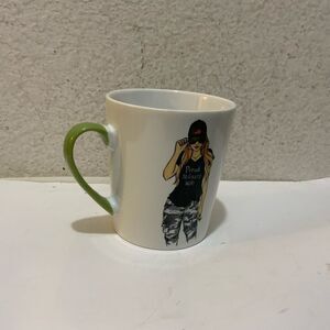 Proud Military Wife Coffee Mug Cup Ceramic 4.5" Tall White Green Handle Large